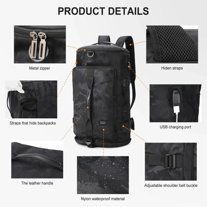 Sports Duffle Backpack with Shoe Compartment