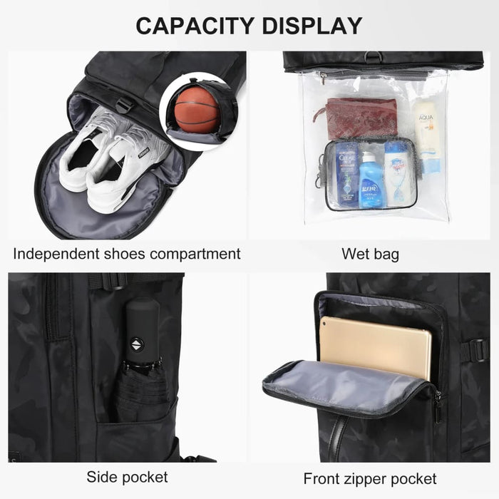 Sports Duffle Backpack with Shoe Compartment