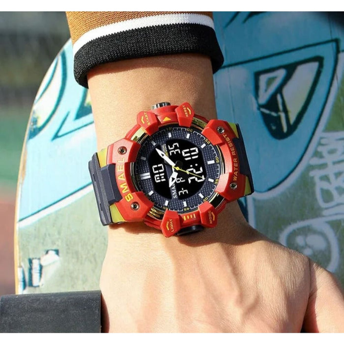 Men Sports Quartz Wrist 50m Waterproof Watch Week Display