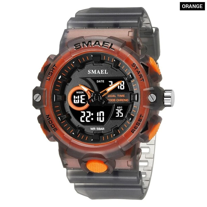 Men Sports 50m Waterproof Dual Time Digital Analog 8081