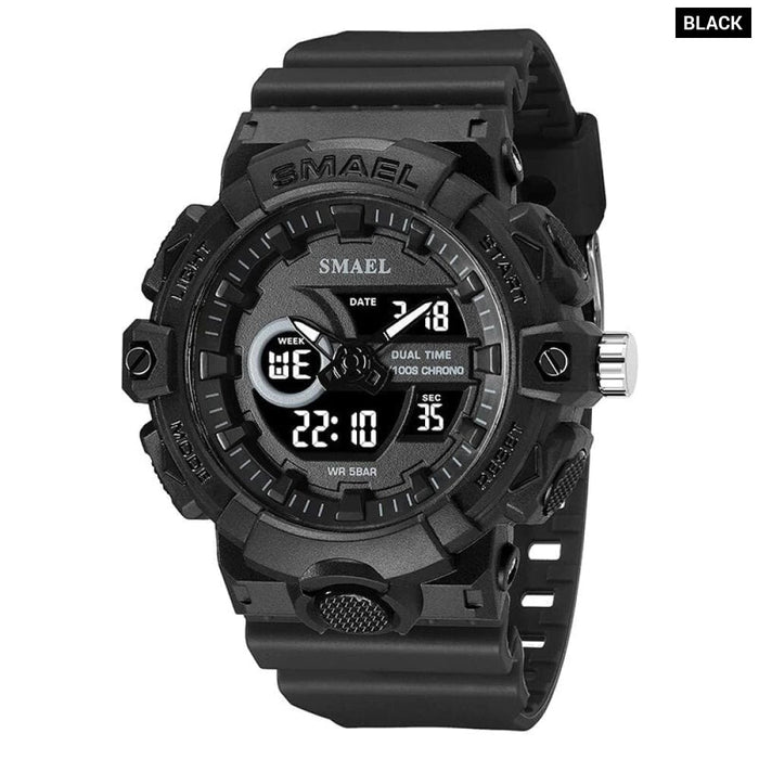 Men Sports 50m Waterproof Dual Time Digital Analog 8081