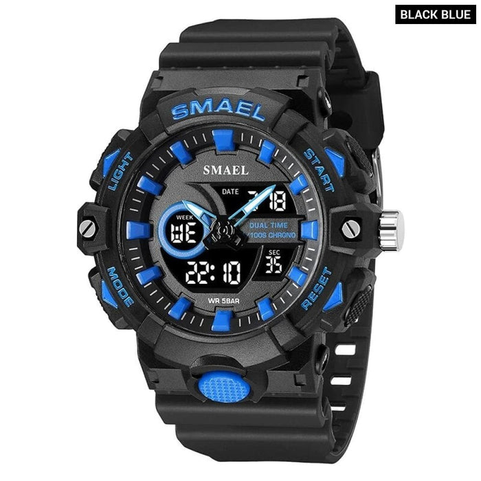 Men Sports 50m Waterproof Dual Time Digital Analog 8081