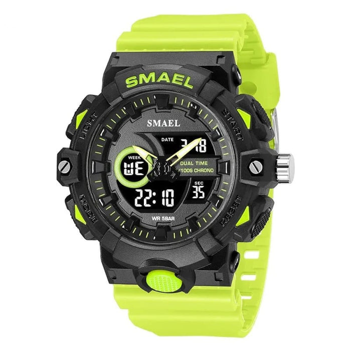 Men Sports 50m Waterproof Dual Time Digital Analog 8081