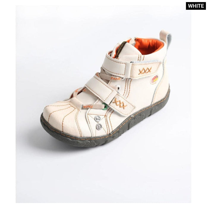 Spring And Autumn Wash Pu Leather Womens Ankle Boots