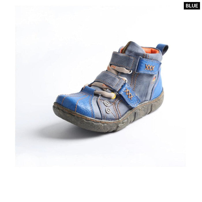 Spring And Autumn Wash Pu Leather Womens Ankle Boots