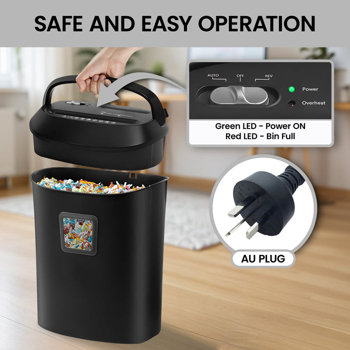 25L 12-Sheet Paper Shredder Electric Cross-Cut Home & Office Cutter