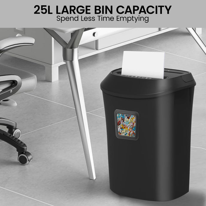25L 12-Sheet Paper Shredder Electric Cross-Cut Home & Office Cutter