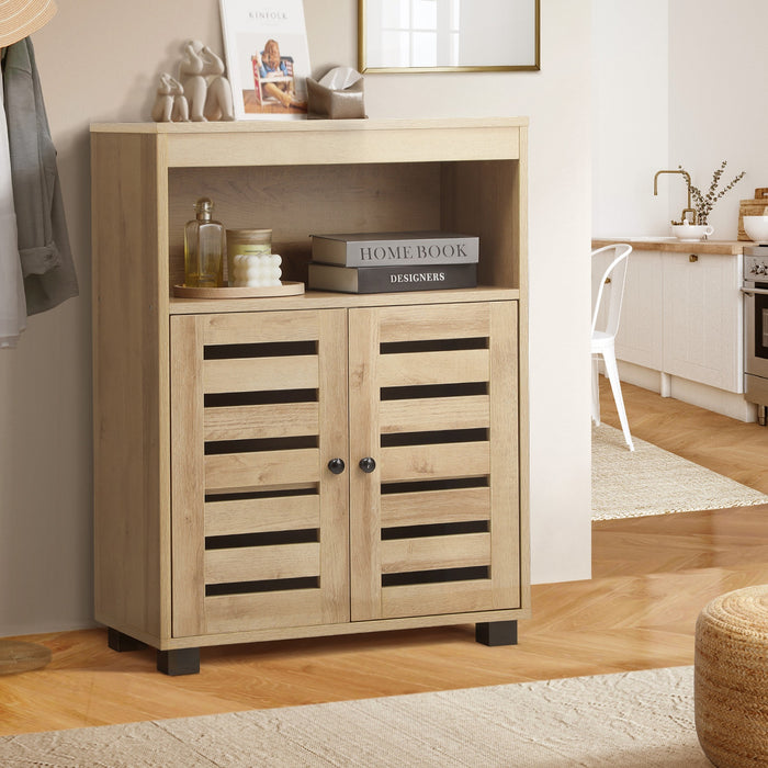 Buffet Sideboard Shoe Storage Cabinet Slatted Doors Cupboard Hallway