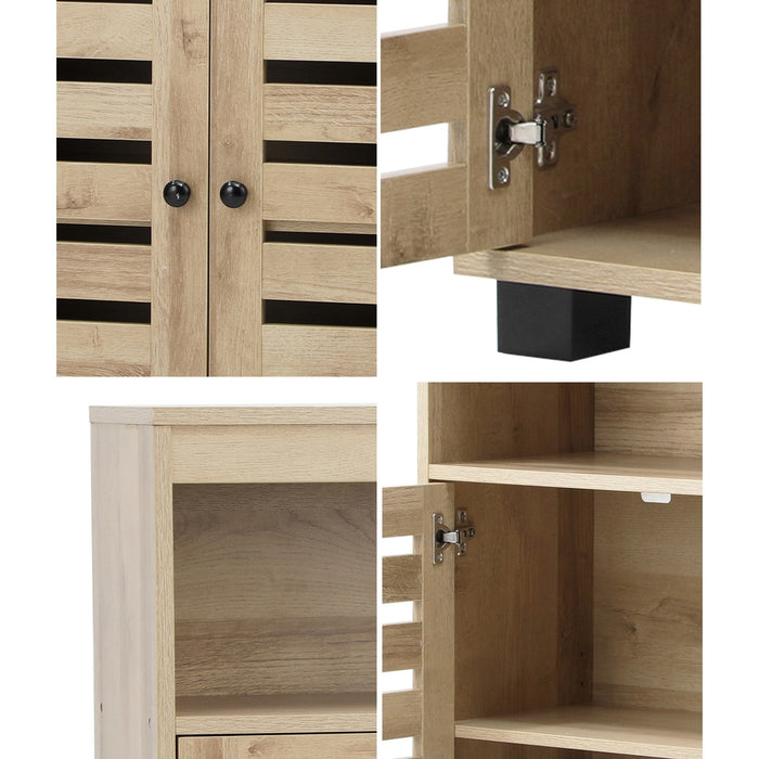Buffet Sideboard Shoe Storage Cabinet Slatted Doors Cupboard Hallway