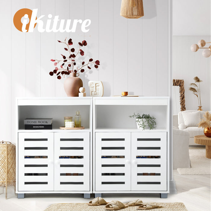 Buffet Sideboard Shoe Storage Cabinet Slatted Doors Cupboard Hallway