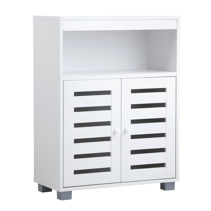 Shoe Rack Shoes Storage Cabinet Organiser Shelf 2 Doors White Set Of 2