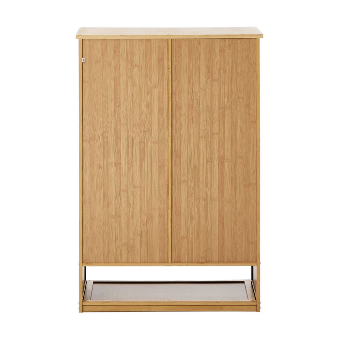 Shoe Storage Cabinet 2 Doors Bamboo Shoe Organiser Shelf Beige