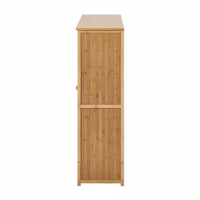 Shoe Storage Cabinet 4 Doors Bamboo Shoe Organiser Shelf Beige