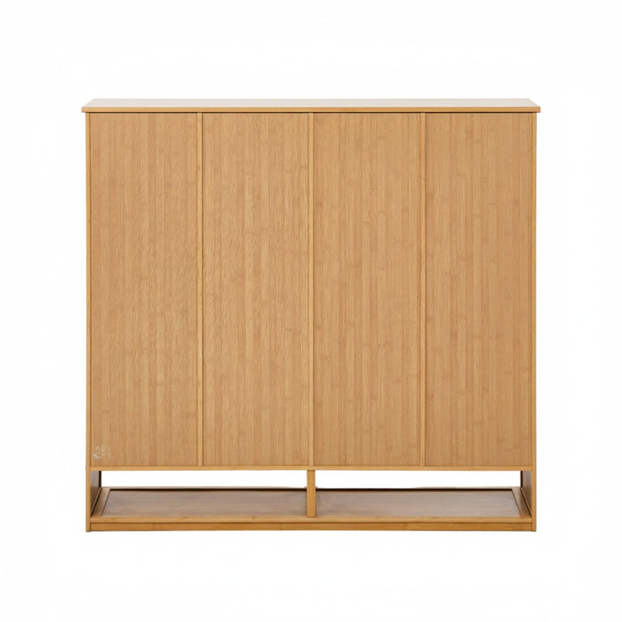 Shoe Storage Cabinet 4 Doors Bamboo Shoe Organiser Shelf Beige