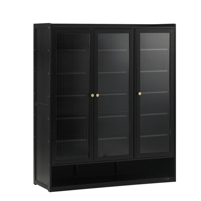 Shoe Cabinet Shoes Storage Rack Organiser 3 Doors Shelf Black