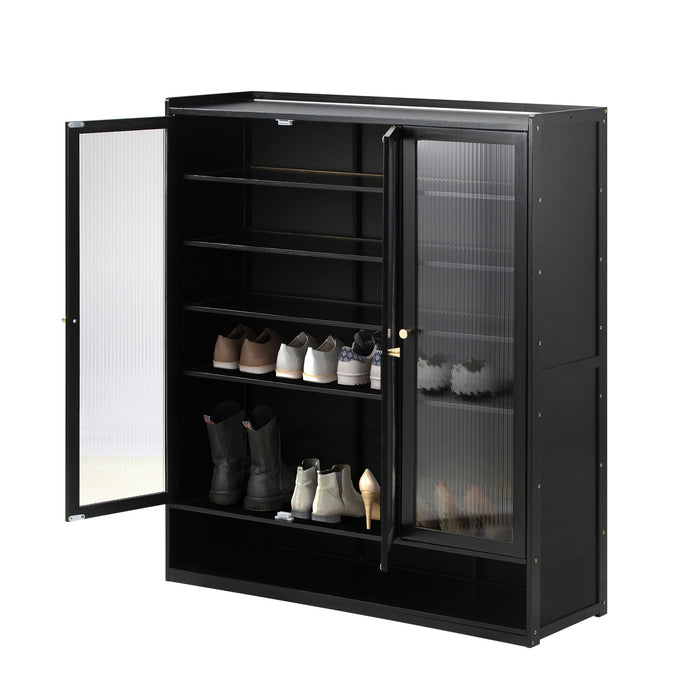 Shoe Cabinet Shoes Storage Rack Organiser 3 Doors Shelf Black