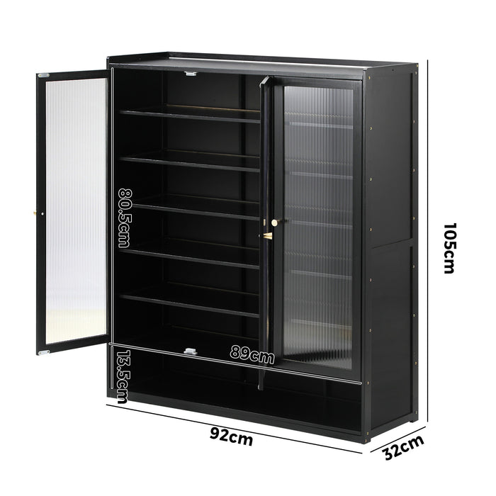 Shoe Cabinet Shoes Storage Rack Organiser 3 Doors Shelf Black