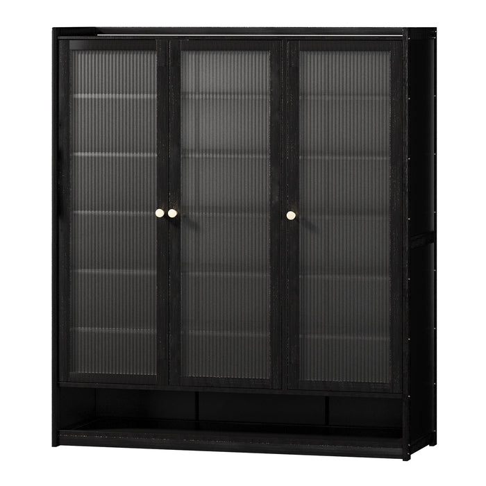 Shoe Cabinet Shoes Storage Rack Organiser 3 Doors Shelf Black