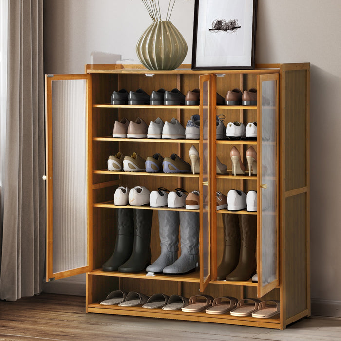 Shoe Cabinet Shoes Storage Rack Organiser 3 Doors Shelf Brown