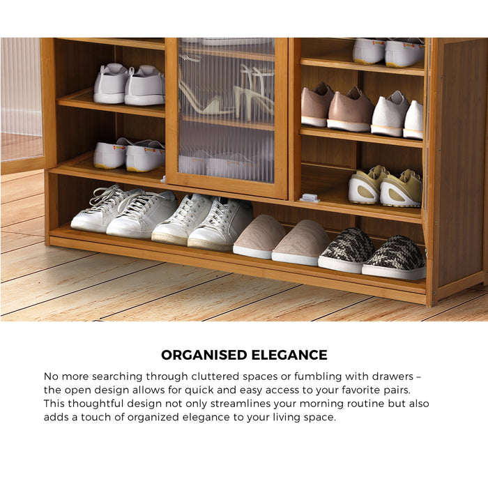 Shoe Cabinet Shoes Storage Rack Organiser 3 Doors Shelf Brown