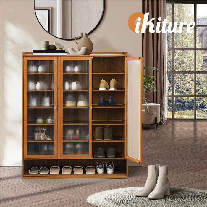 Shoe Cabinet Shoes Storage Rack Organiser 3 Doors Shelf Brown