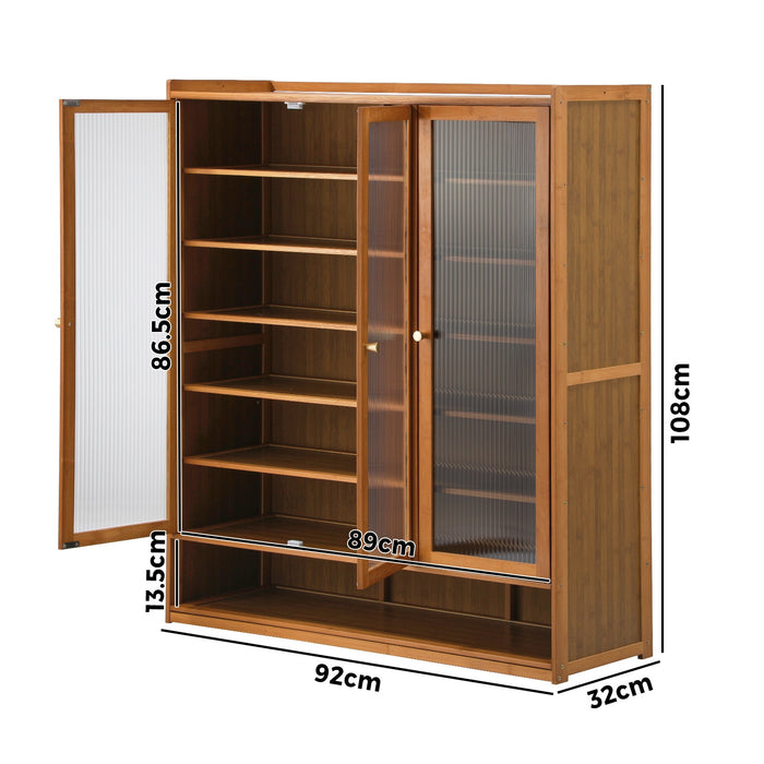 Shoe Cabinet Shoes Storage Rack Organiser 3 Doors Shelf Brown