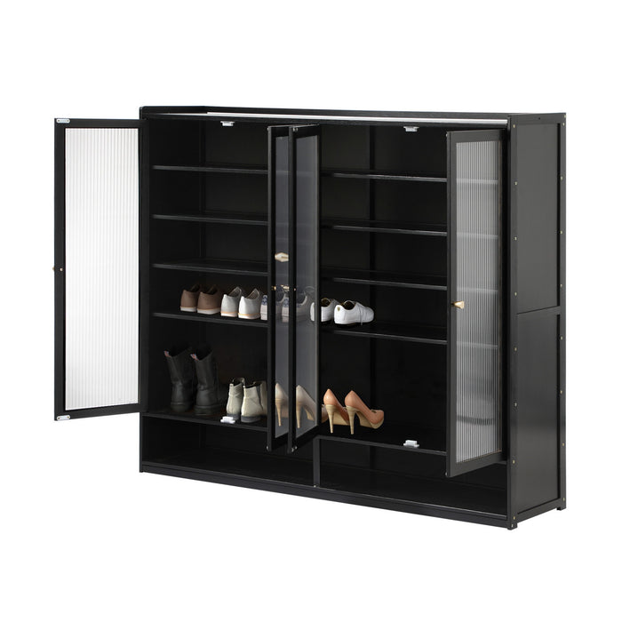 Shoe Cabinet Shoes Storage Rack Organiser 4 Doors Shelf Black