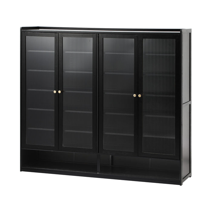 Shoe Cabinet Shoes Storage Rack Organiser 4 Doors Shelf Black