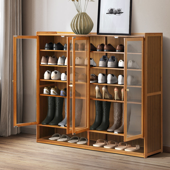 Shoe Cabinet Shoes Storage Rack Organiser 4 Doors Shelf Brown