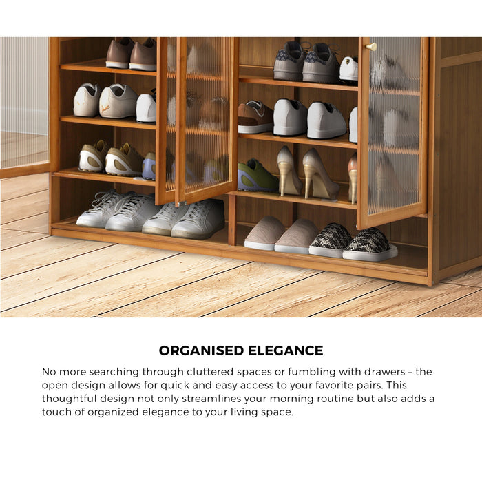 Shoe Cabinet Shoes Storage Rack Organiser 4 Doors Shelf Brown
