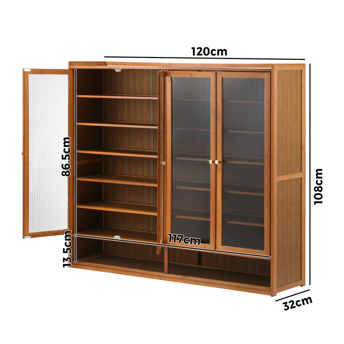 Shoe Cabinet Shoes Storage Rack Organiser 4 Doors Shelf Brown