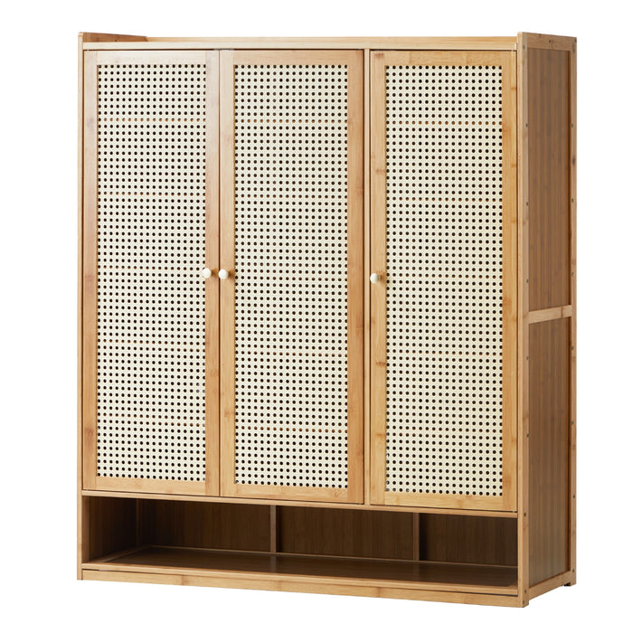 Shoe Storage Cabinet Shoes Rack Organiser 7 Tier Shelf Rattan Brown