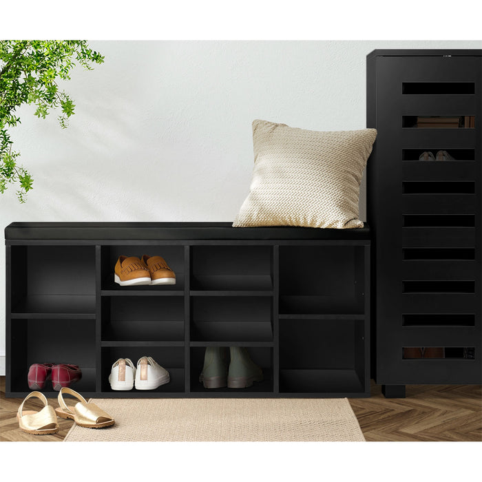 Shoe Cabinet Bench Shoe Storage Rack Pu Padded Seat Organiser Cupboard