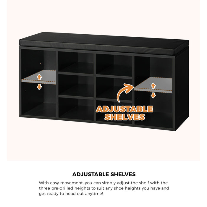 Shoe Cabinet Bench Shoe Storage Rack Pu Padded Seat Organiser Cupboard