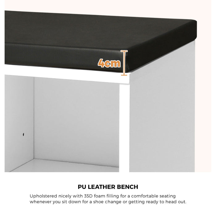 Shoe Cabinet Bench Shoe Storage Rack Pu Padded Seat Organiser Cupboard