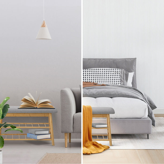 Shoe Storage Bench Bamboo Shoes Rack Cabinet Shelf Organiser Stool 70Cm