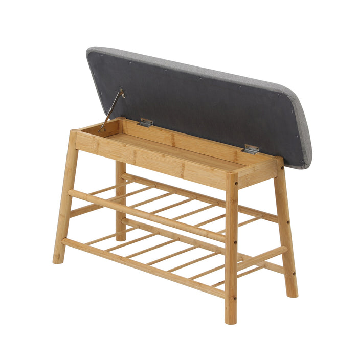 Shoe Storage Bench Bamboo Shoes Rack Cabinet Shelf Organiser Stool 70Cm