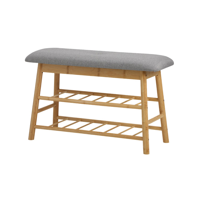 Shoe Storage Bench Bamboo Shoes Rack Cabinet Shelf Organiser Stool 70Cm