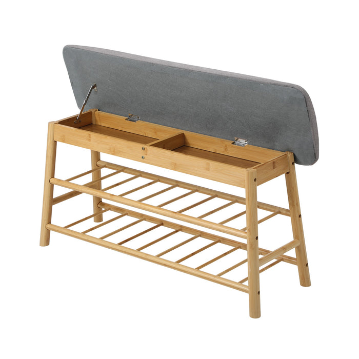 Shoe Storage Bench Bamboo Shoes Rack Cabinet Shelf Organiser Stool 90Cm