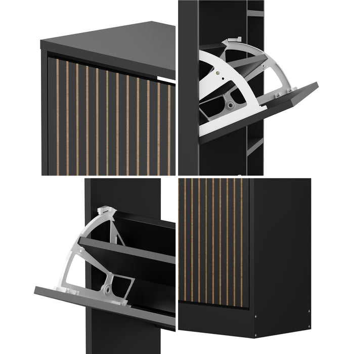 Shoe Rack Storage Cabinet Organiser Shelf 3 Doors 30 Pairs