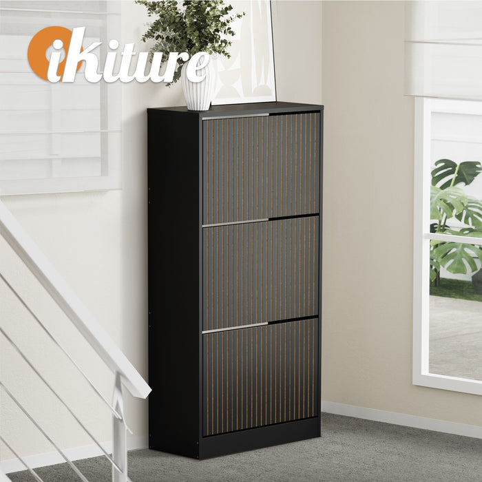 Shoe Rack Storage Cabinet Organiser Drawers 3 Doors 30 Pairs