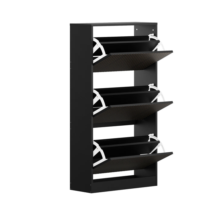 Shoe Rack Storage Cabinet Organiser Shelf 3 Doors 30 Pairs