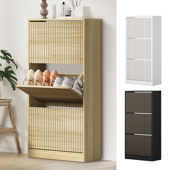 Shoe Rack Storage Cabinet Organiser Drawers 3 Doors 30 Pairs