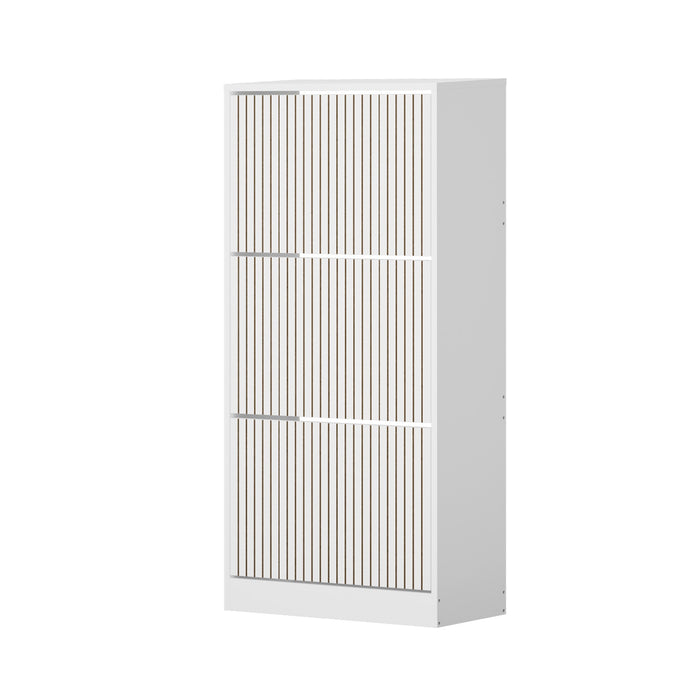 Shoe Rack Storage Cabinet Organiser Drawers 3 Doors White