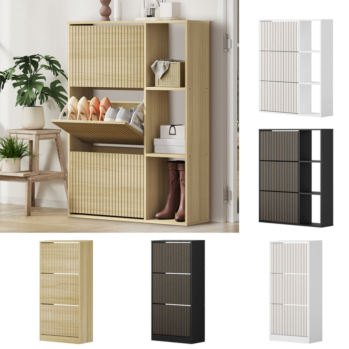 Shoe Rack Storage Cabinet Organiser Shelf 3 Doors 30 Pairs