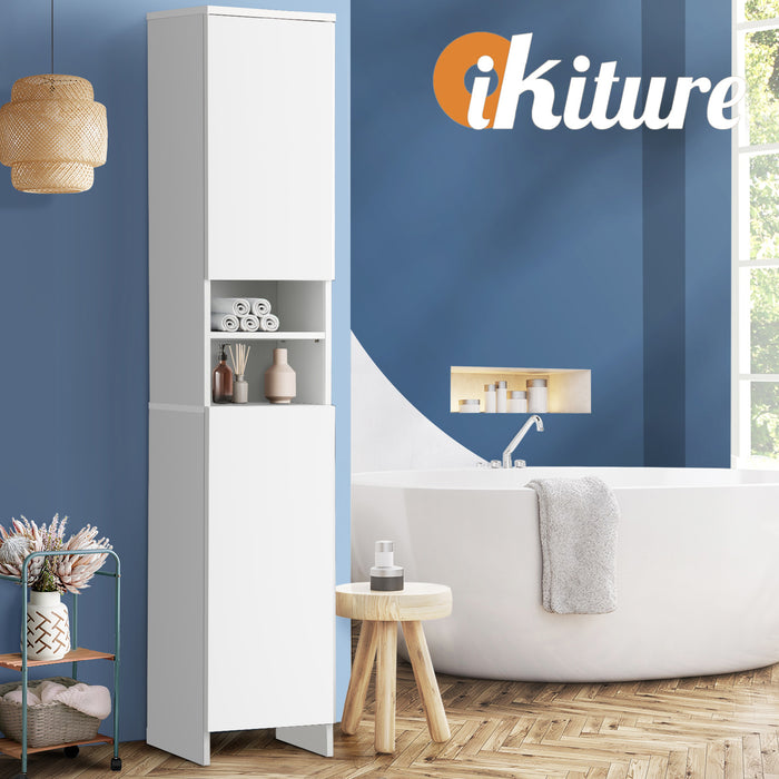 Bathroom Cabinet Storage Laundry Tall Slim Toilet Floor Cupboard White