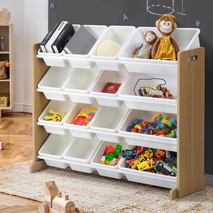 Kids Toy Box Organiser 16 Bins Display Shelf Storage Rack Drawer