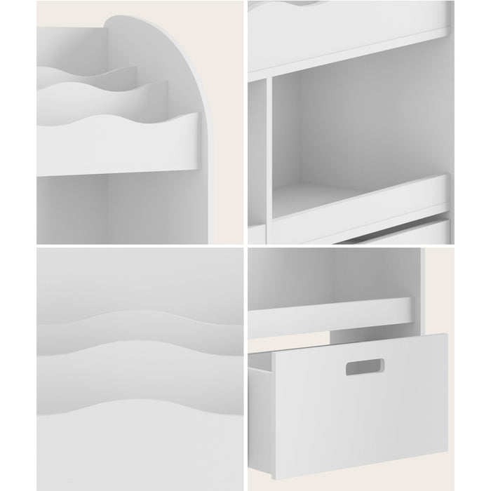 Kids Bookshelf Children Bookcase Toy Storage Box Display Shelf White
