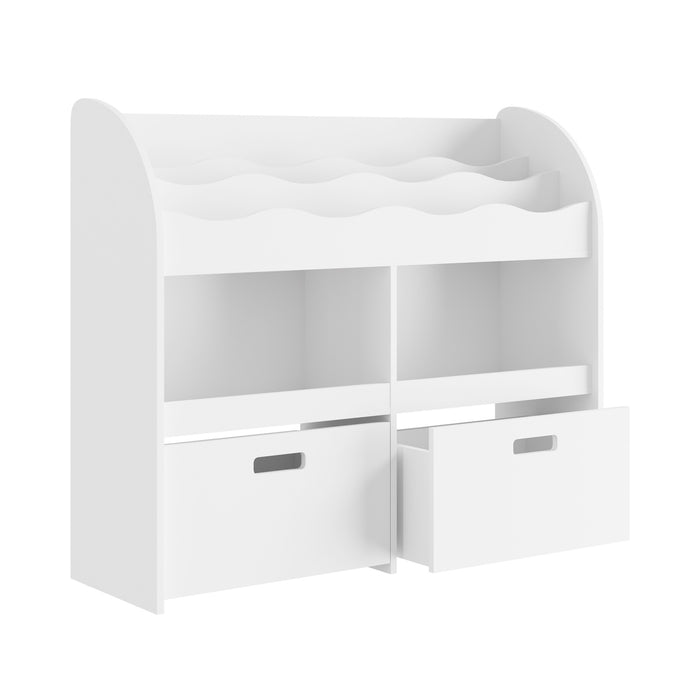 Kids Bookshelf Children Bookcase Toy Storage Box Display Shelf White