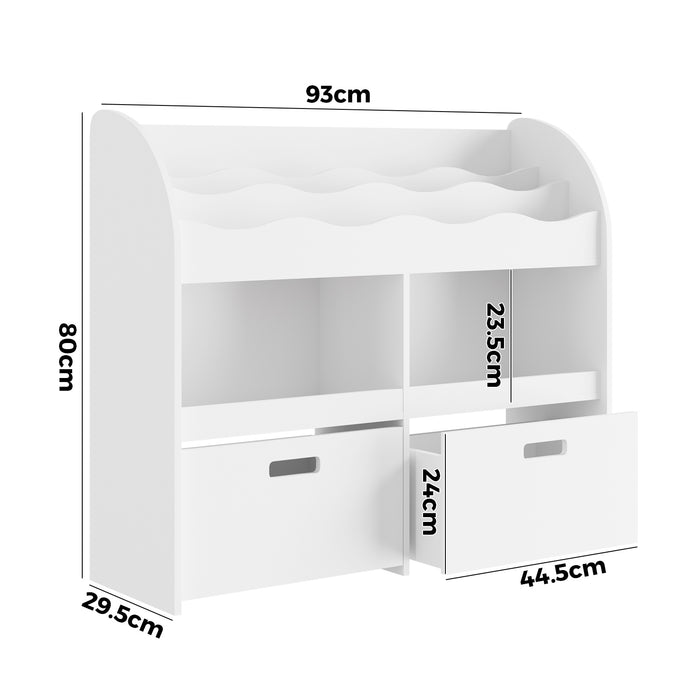 Kids Bookshelf Children Bookcase Toy Storage Box Display Shelf White